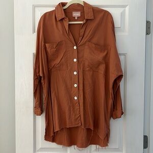Show Me Your Mumu Button Down, Burnt Orange size small, worn once- like new
